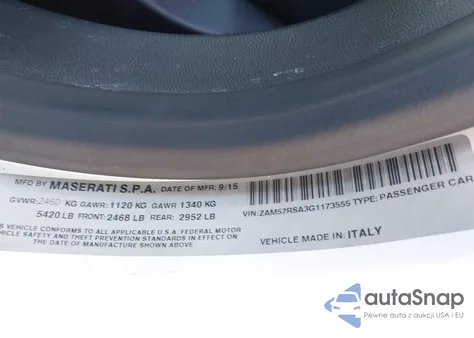 2016 Maserati Ghibli S from USA, damaged, VIN ZAM57RSA3G1173555